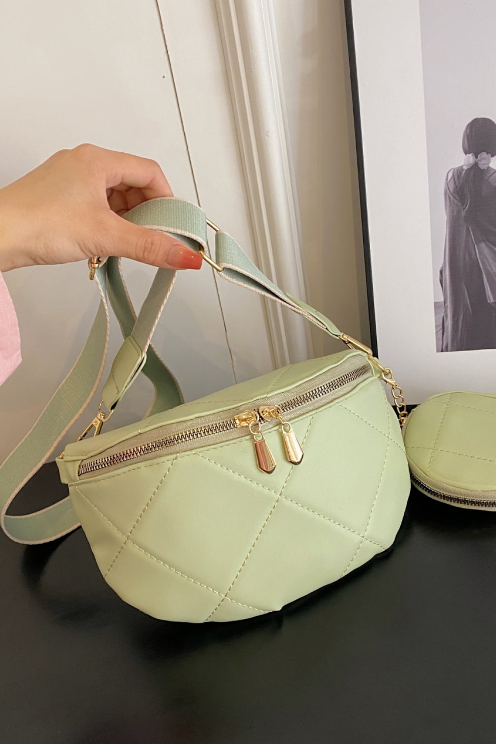 PU Leather Sling Bag with Small Purse  Handbags- Doll Fits