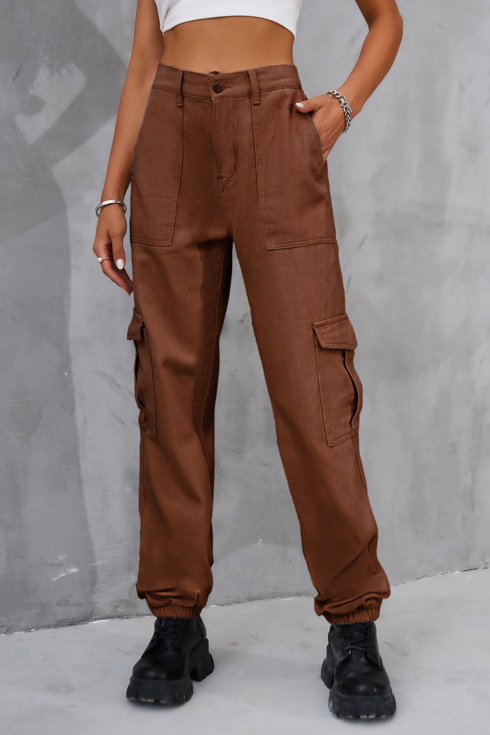 Buttoned High Waist Jeans with Pockets  - Doll Fits