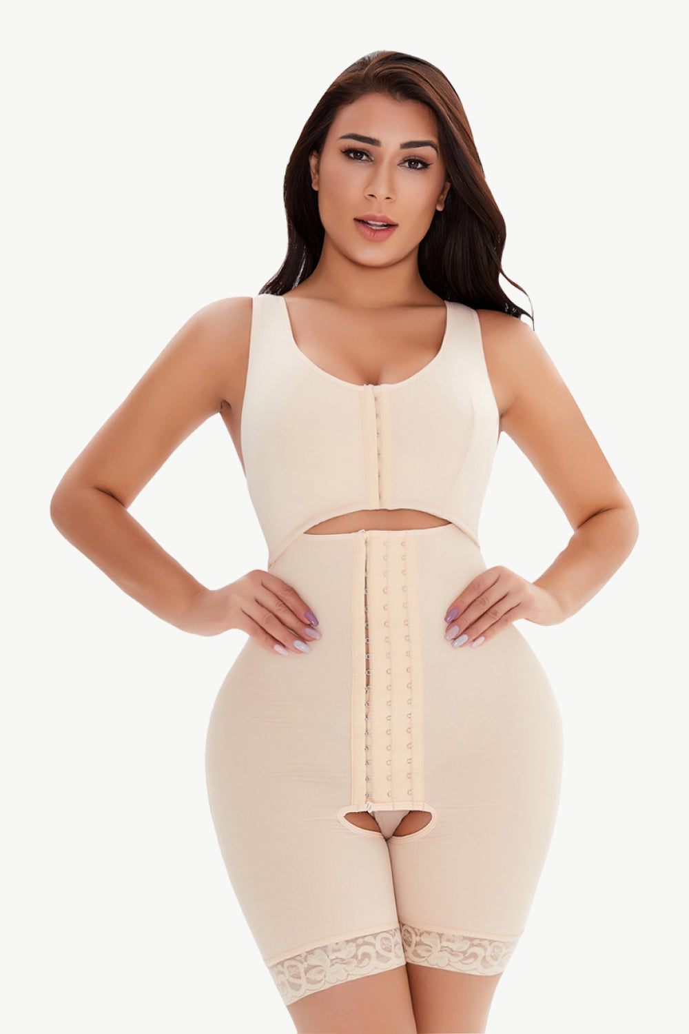 Full Size Cutout Lace Detail Hook-and Eye Shaping Shorts  Shapewear- Doll Fits