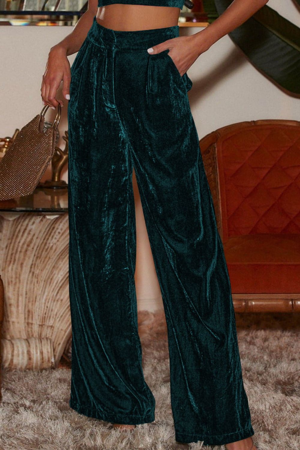 Loose Fit High Waist Long Pants with Pockets  - Doll Fits