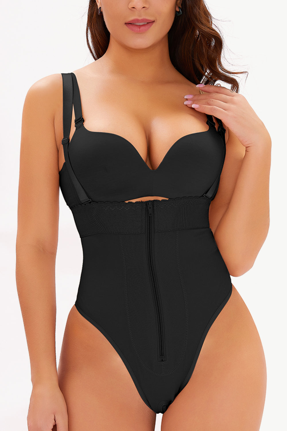 Full Size Adjustable Strap Zip-Up Shaping Bodysuit  Shapewear- Doll Fits