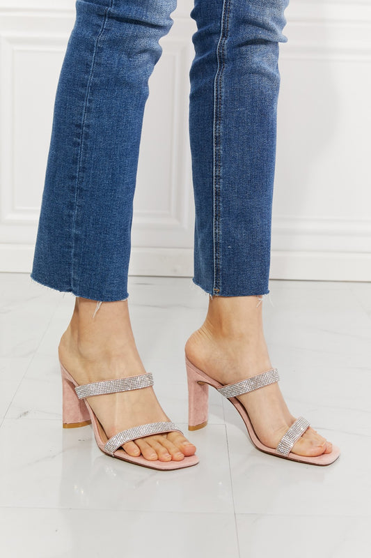 MMShoes Leave A Little Sparkle Rhinestone Block Heel Sandal in Pink  Shoes- Doll Fits