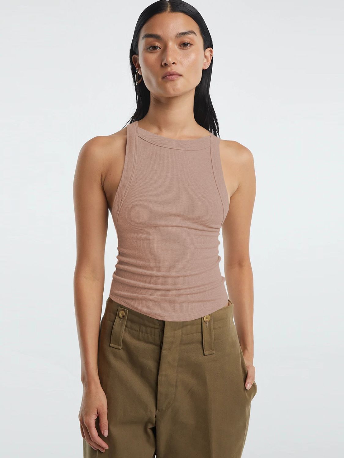 Halter Neck Ribbed Cropped Top  Shirts & Tops- Doll Fits