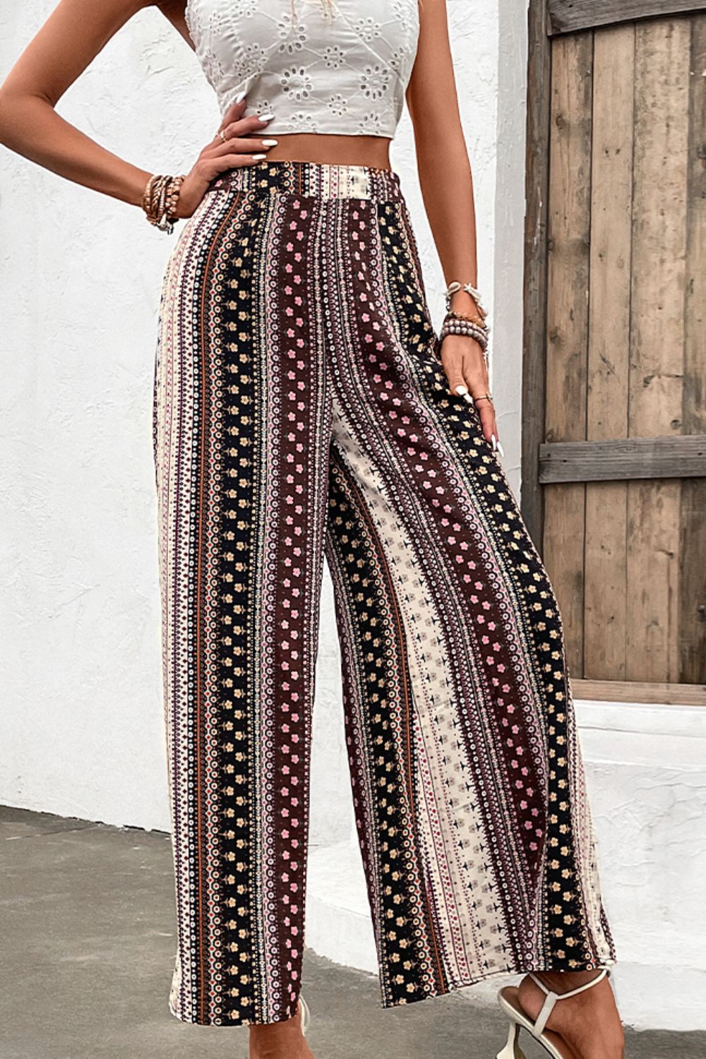 Floral High Waist Wide Leg Pants  Pants- Doll Fits