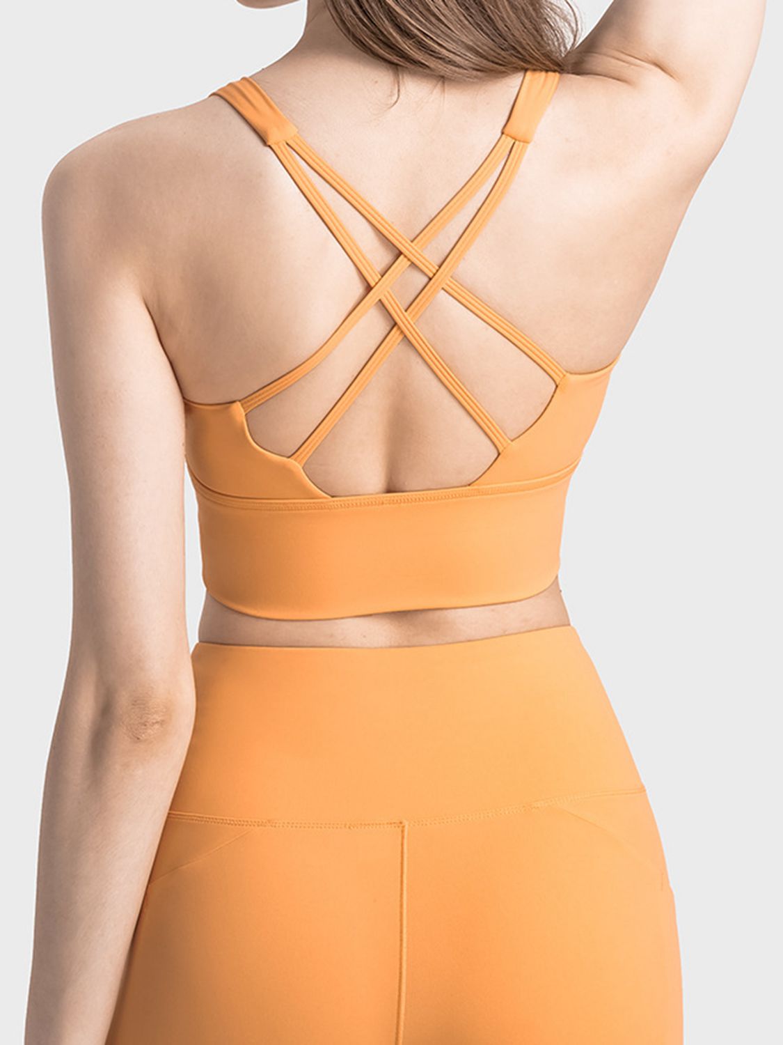 Scoop Neck Crisscross Straps Sports Bra  - Doll Fits