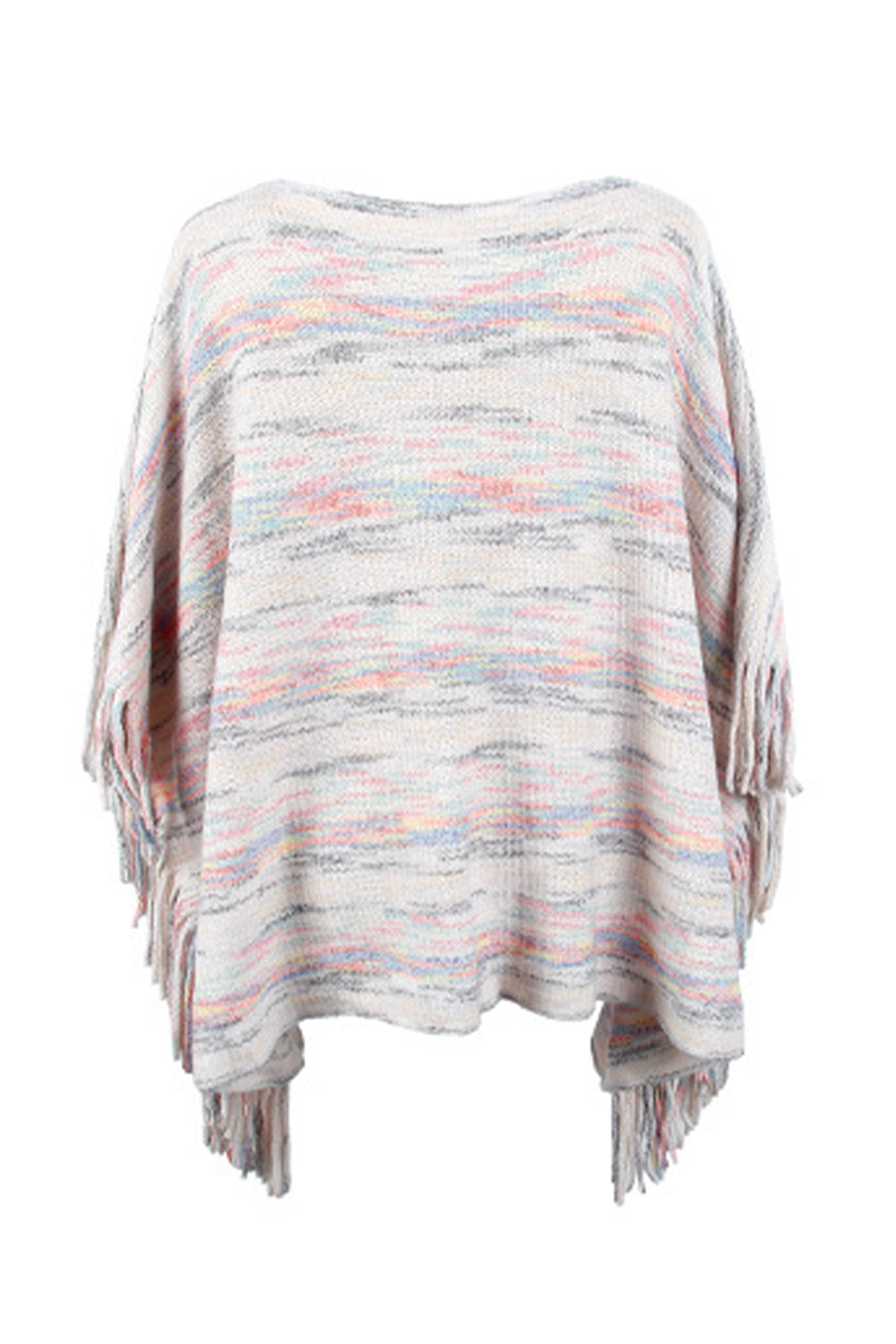 Round Neck Fringe Detail Sleeve Poncho  - Doll Fits