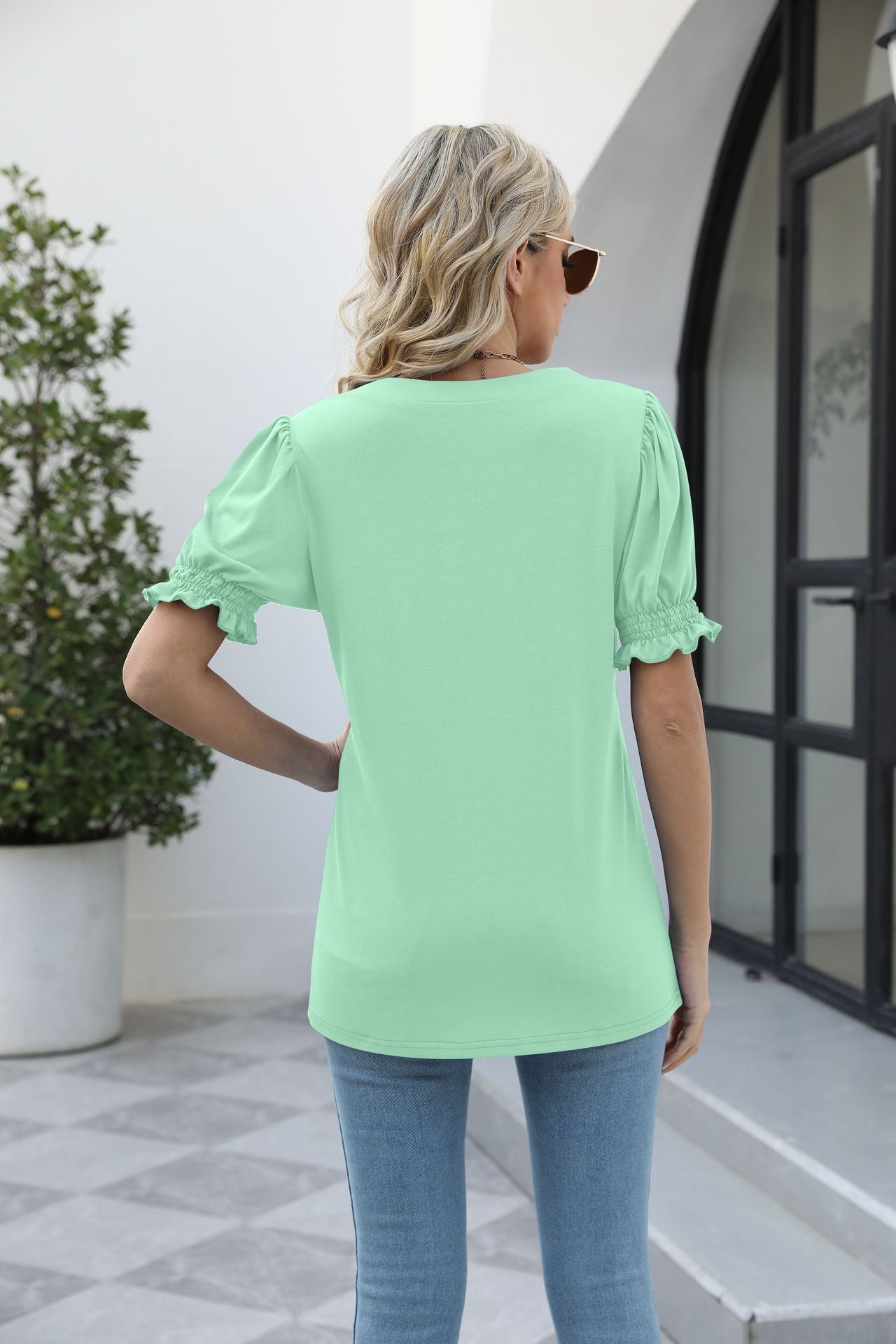 Square Neck Flounce Sleeve Top  Shirts & Tops- Doll Fits