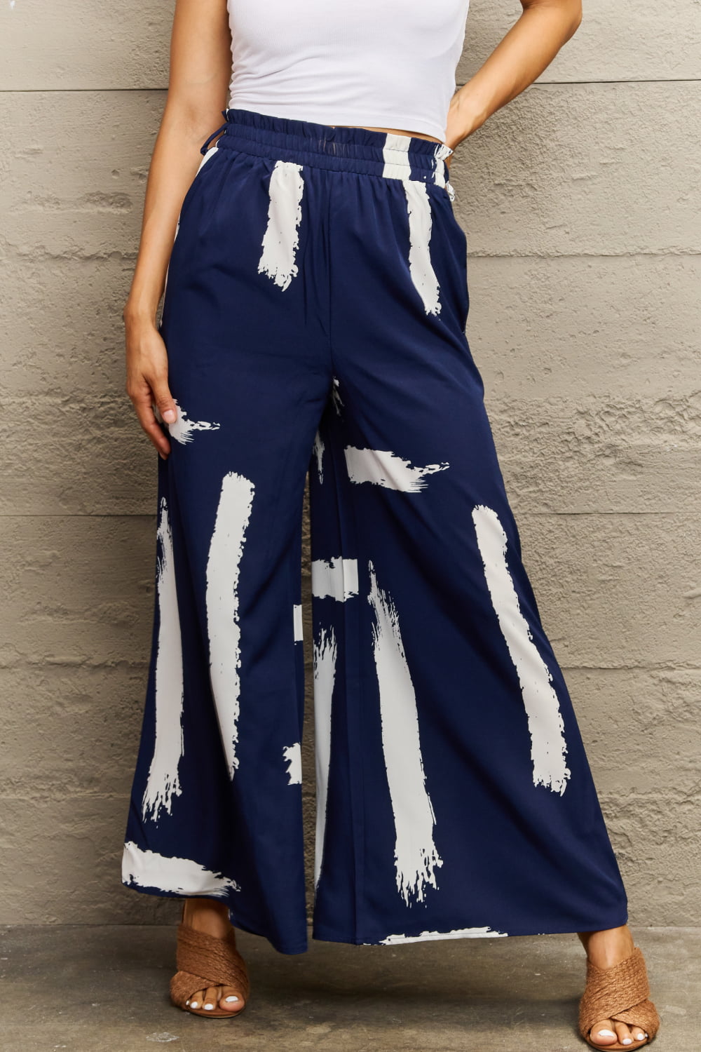Printed Wide Leg Long Pants  - Doll Fits