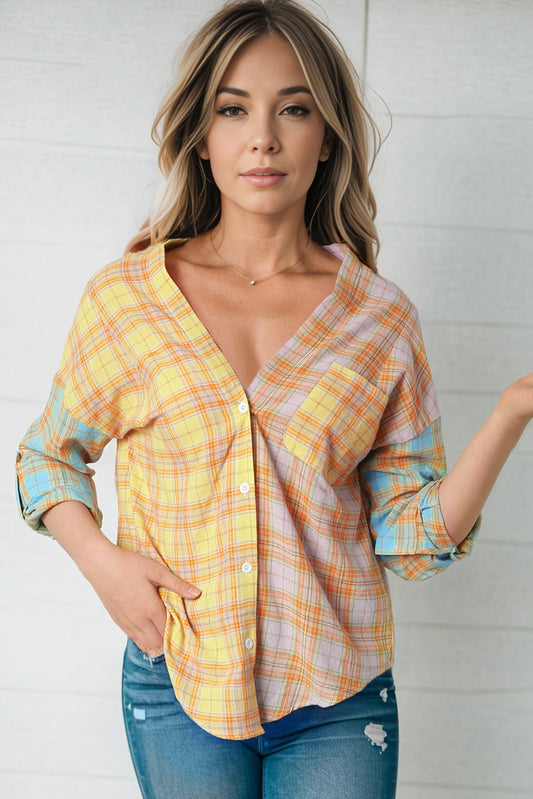 Open Front Buttoned Long Sleeve Shirt with Pocket  Shirts & Tops- Doll Fits