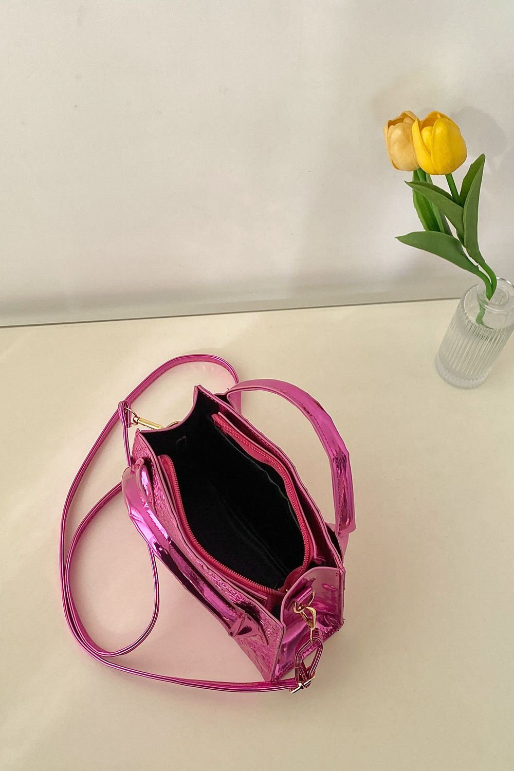 Textured PU Leather Crossbody Bag  Handbags- Doll Fits