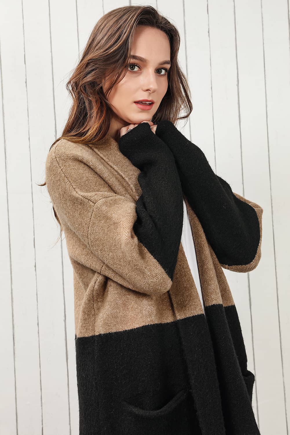 Color Block Dropped Shoulder Longline Cardigan  - Doll Fits
