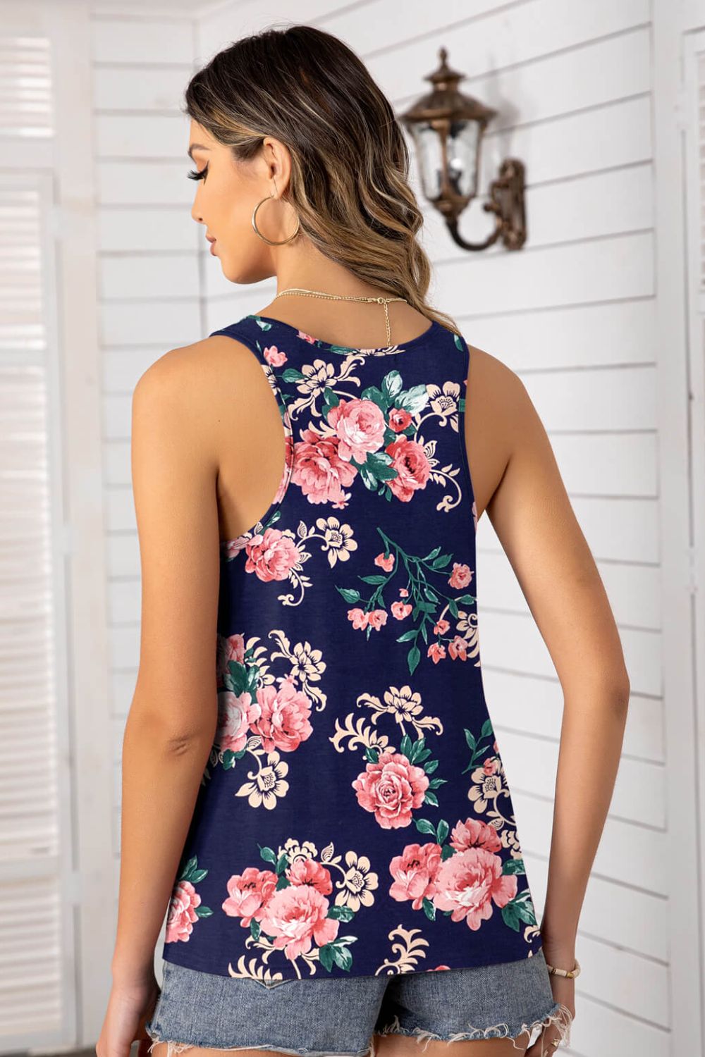 Floral Scoop Neck Tank Top  Shirts & Tops- Doll Fits
