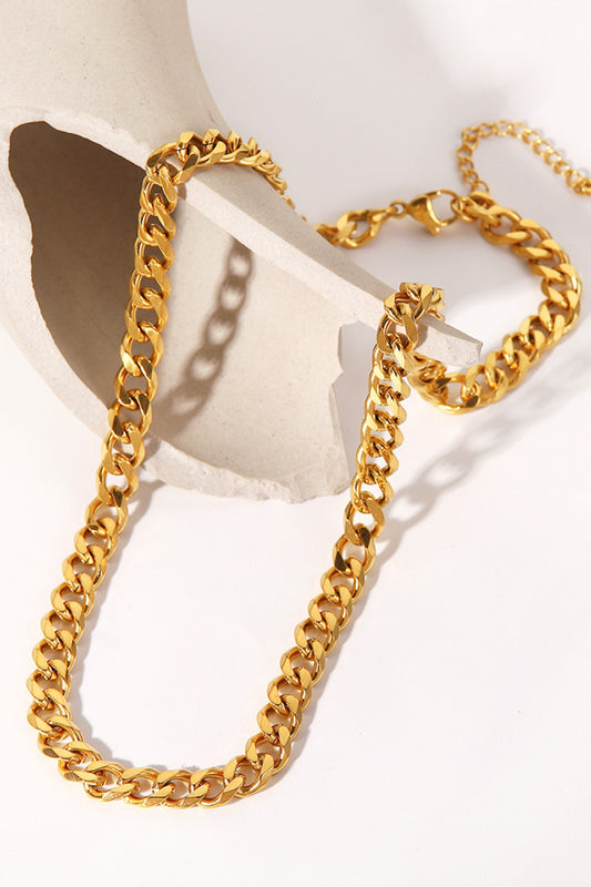 Minimalist 18K Gold Plated Curb Chain Necklace  Necklaces- Doll Fits