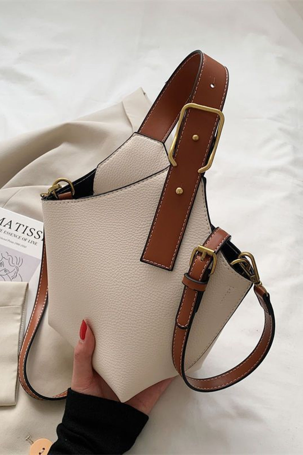 Fashion PU Leather Bucket Bag  Handbags- Doll Fits