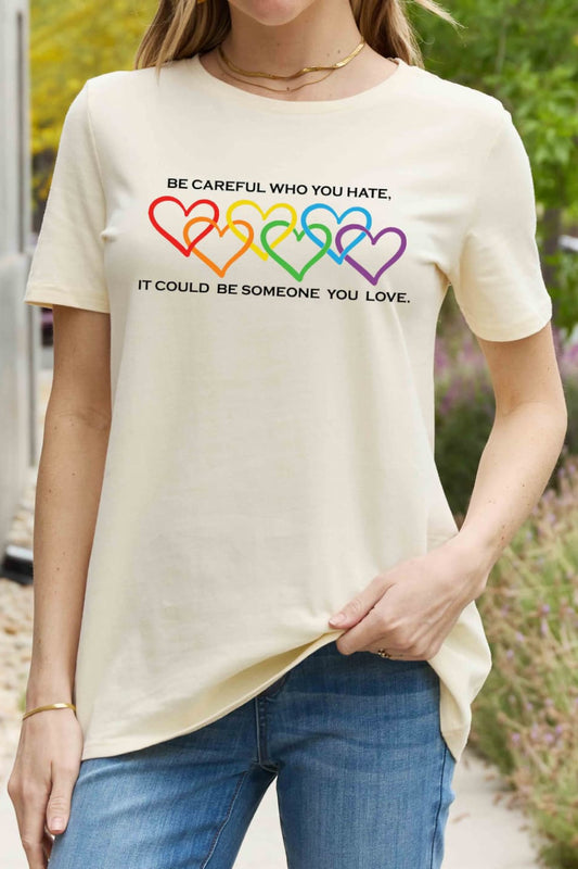 Simply Love Full Size Heart Slogan Graphic Cotton Tee  Shirts & Tops- Doll Fits