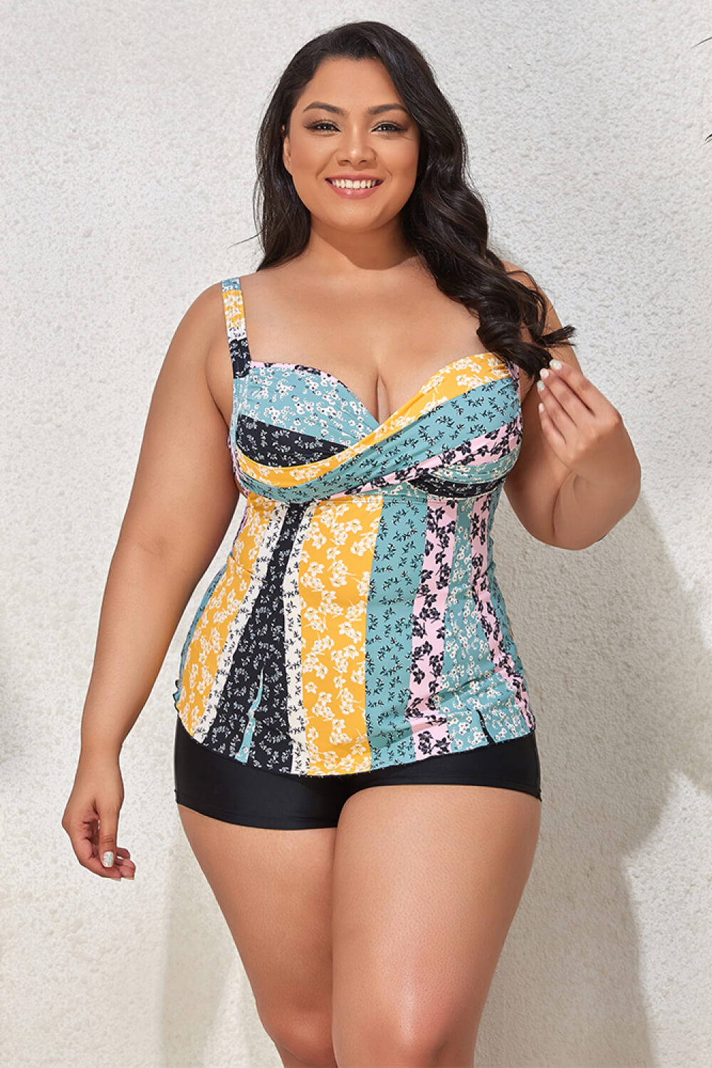 Plus Size Printed Crisscross Cutout Two-Piece Swim Set  Swimwear- Doll Fits