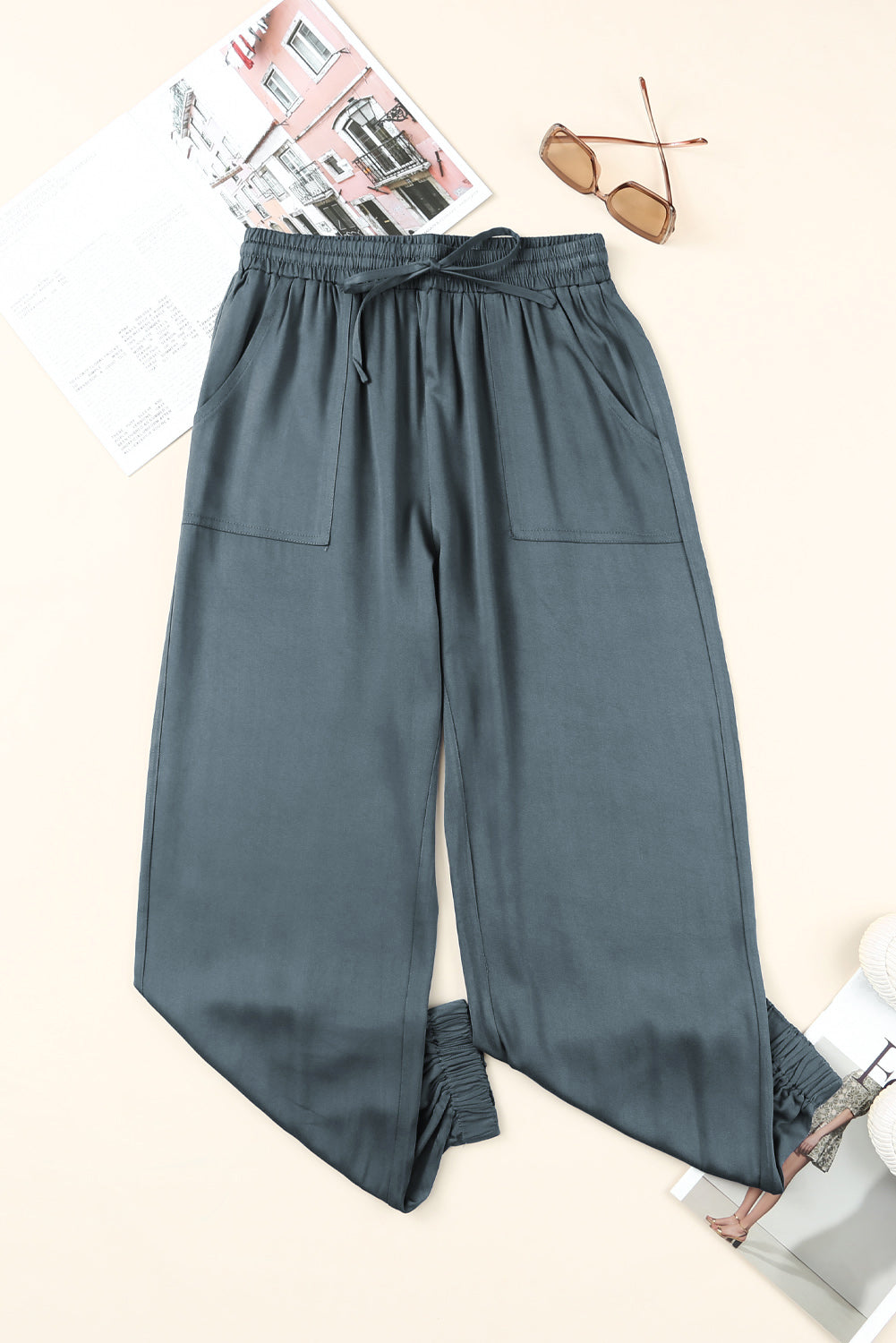 Drawstring Waist Joggers with Pockets  Pants- Doll Fits
