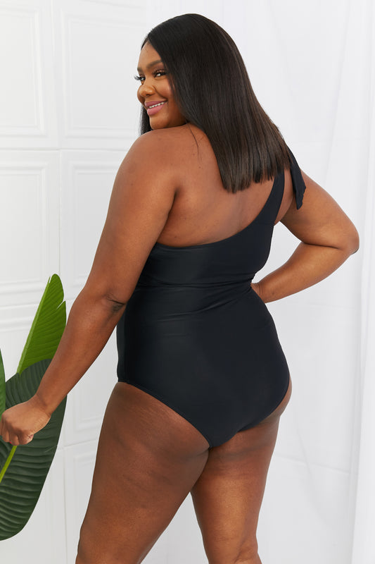 Marina West Swim Deep End One-Shoulder One-Piece Swimsuit in Black  Swimwear- Doll Fits