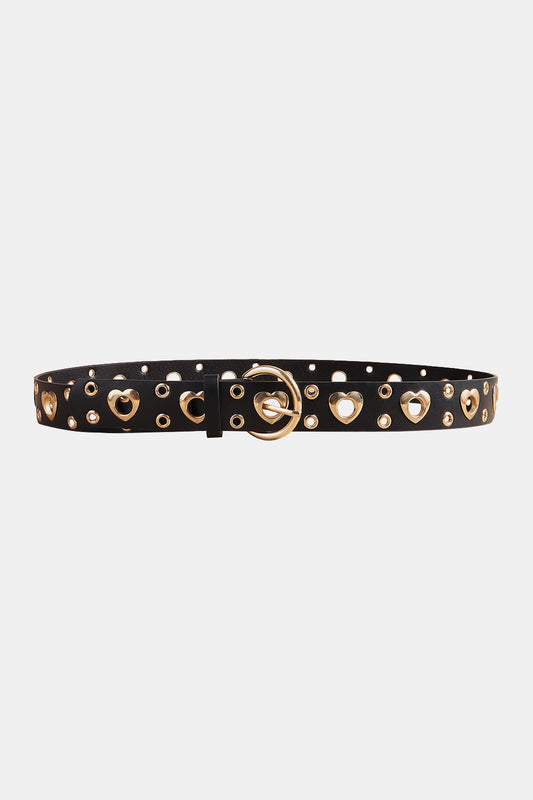 Heart Shape Alloy Detail PU Leather Belt  - Doll Fits