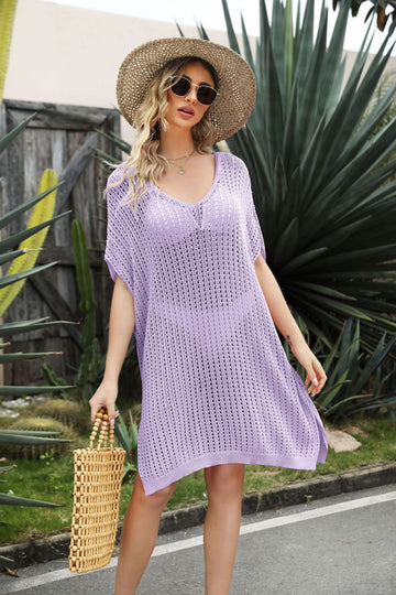 Openwork Side Slit Cover-Up Dress  Swimwear- Doll Fits