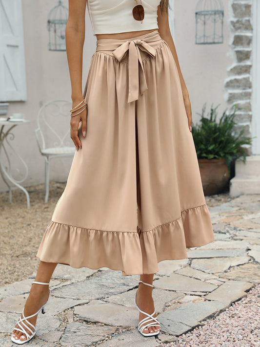 Tie Front Wide Leg Cropped Pants  Pants- Doll Fits