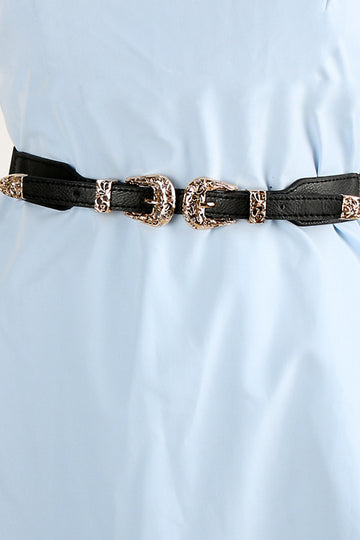 Double Buckle PU Leather Belt  Belts- Doll Fits