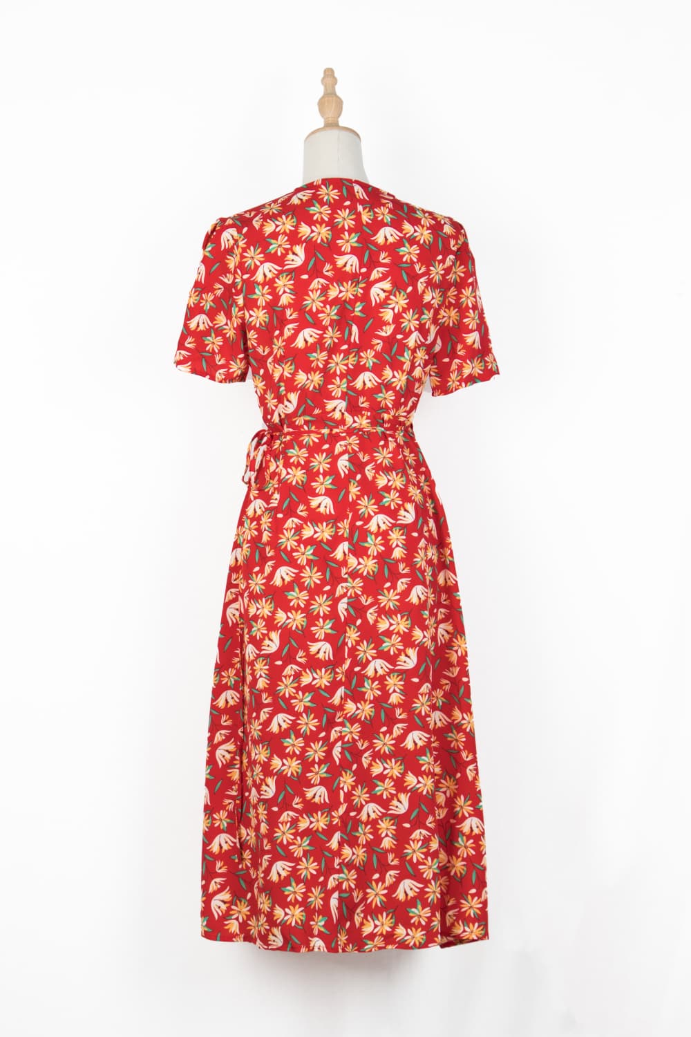 Floral Surplice Neck Short Sleeve Dress  Dresses- Doll Fits