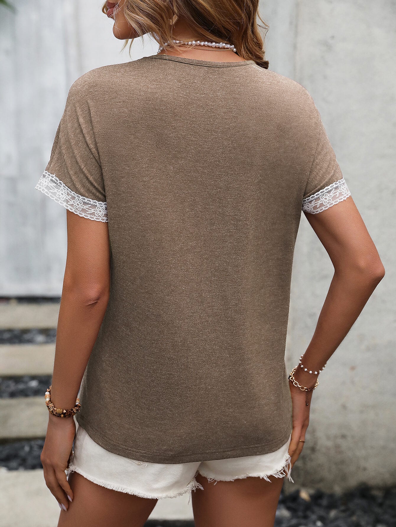 Contrast Round Neck Short Sleeve Tee  - Doll Fits
