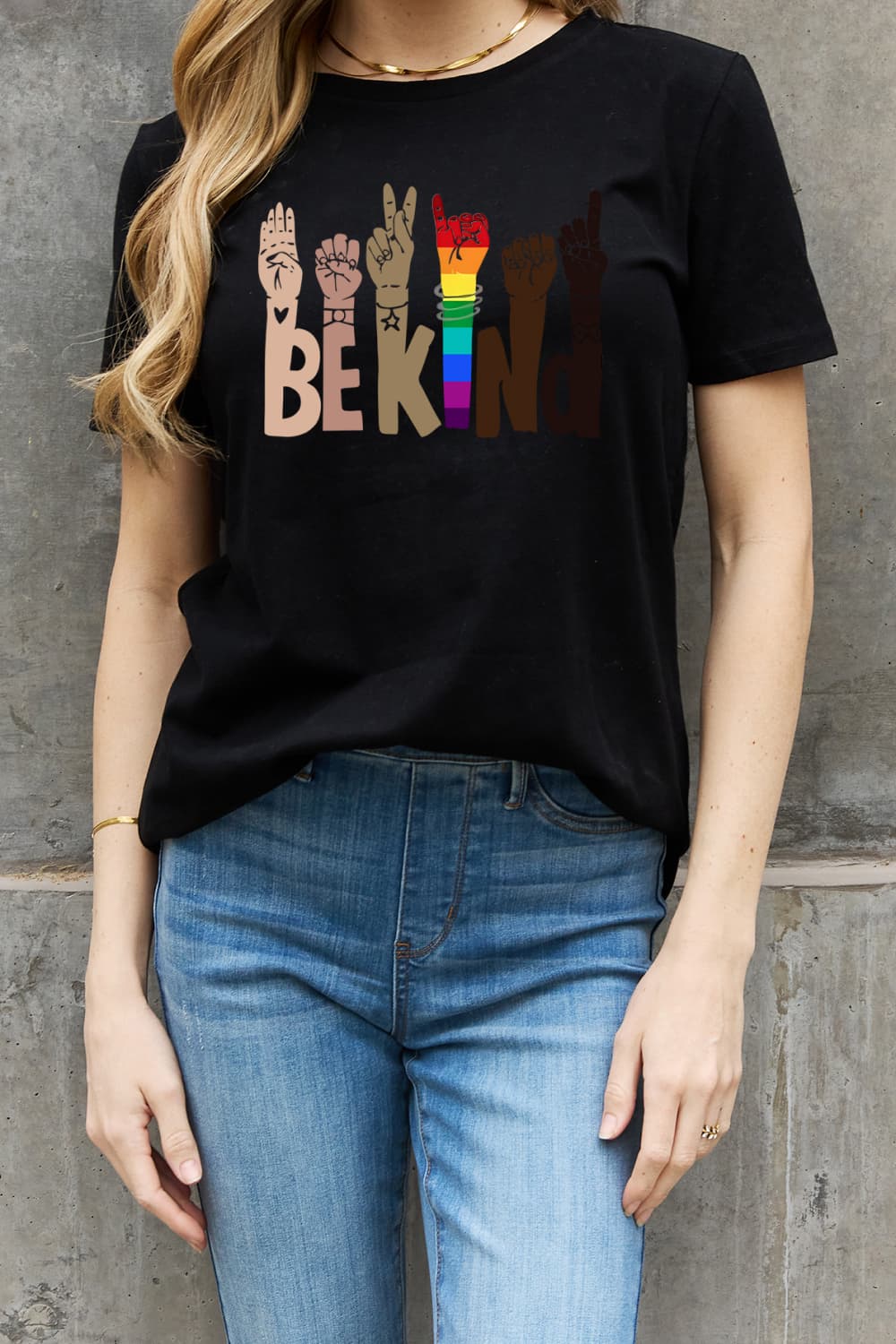 Simply Love Full Size BE KIND Graphic Cotton Tee  Shirts & Tops- Doll Fits