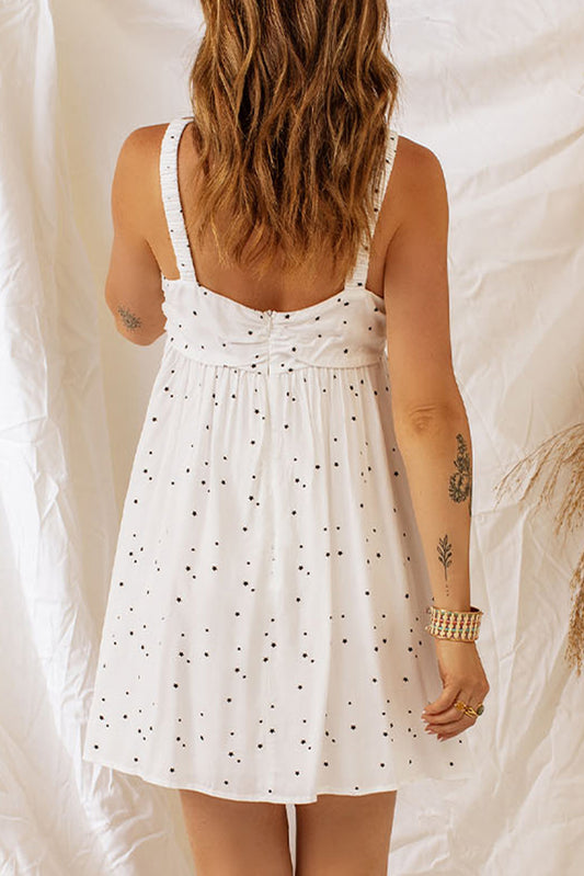 Star Print Ruched Sleeveless Dress  Dresses- Doll Fits