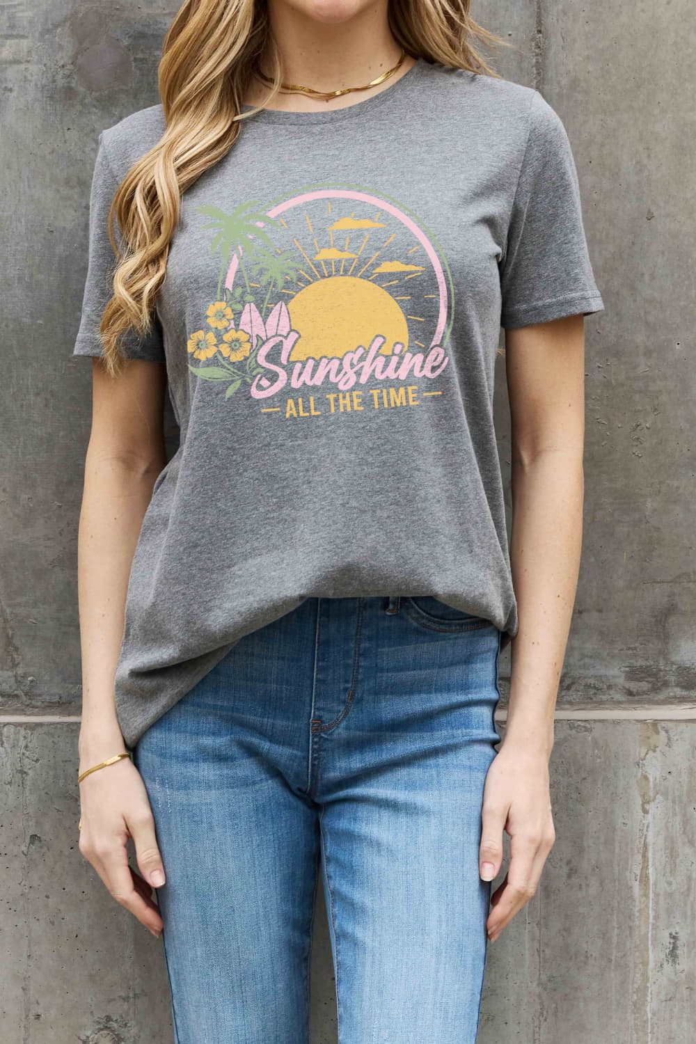 Simply Love Full Size SUNSHINE ALL THE TIME Graphic Cotton Tee  Shirts & Tops- Doll Fits