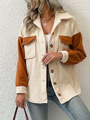 Contrast Button-Up Fleece Jacket  Coats & Jackets- Doll Fits