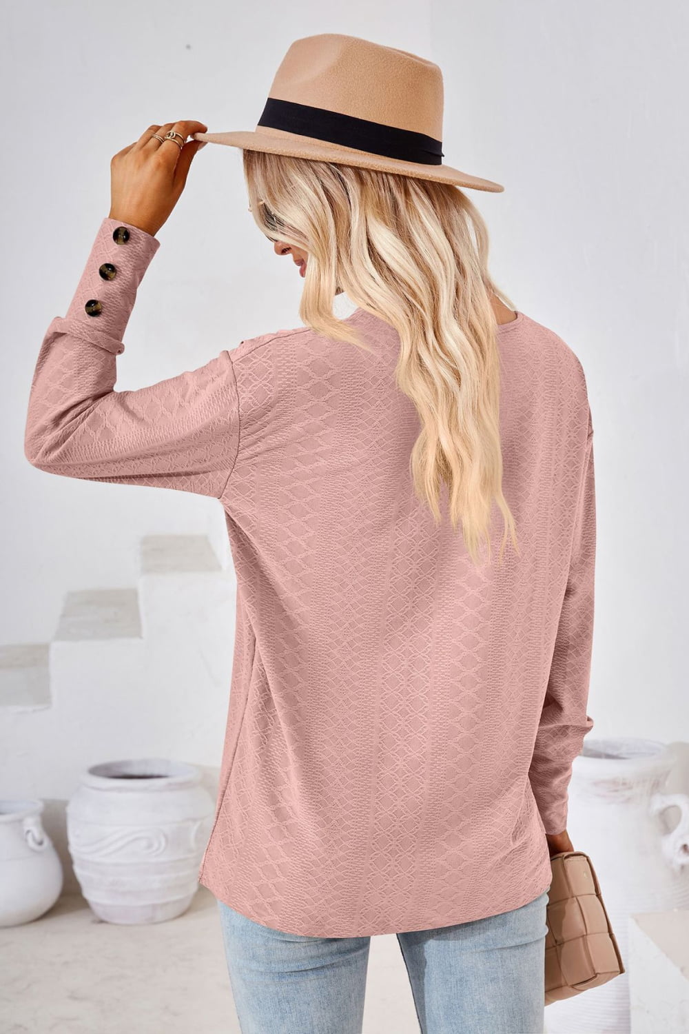 V-Neck Long Sleeve Blouse  - Doll Fits