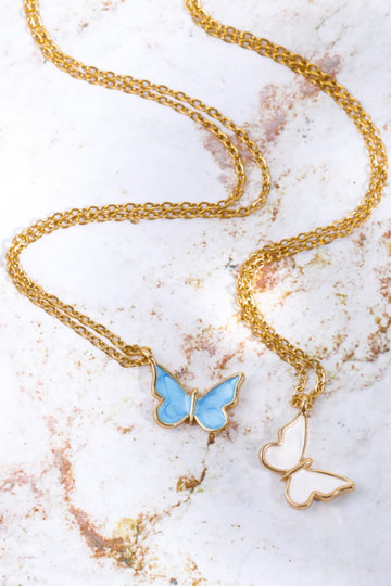Butterfly Pendant Copper 14K Gold-Plated Necklace  Necklaces- Doll Fits