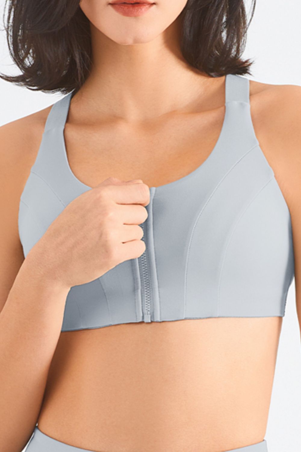 Zip-Up Racerback Sports Bra  Activewear- Doll Fits