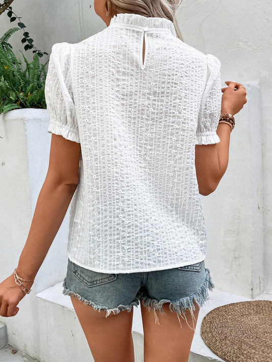 Spliced Lace Short Sleeve Top  - Doll Fits
