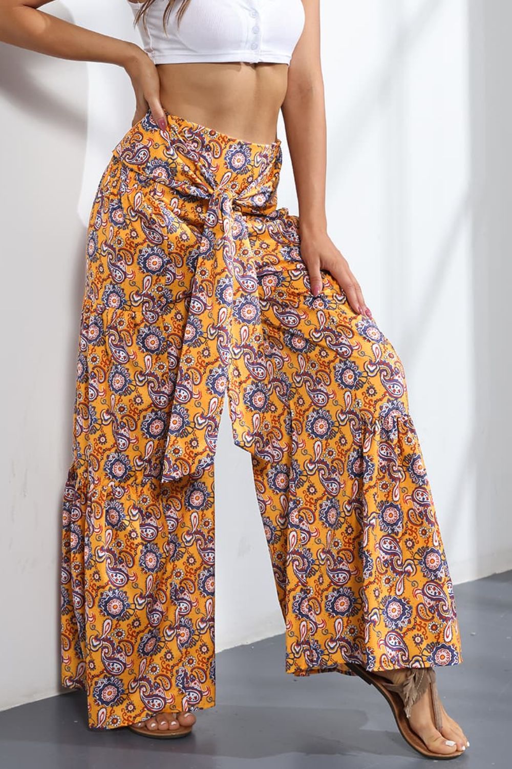 Printed High-Rise Tied Culottes  - Doll Fits