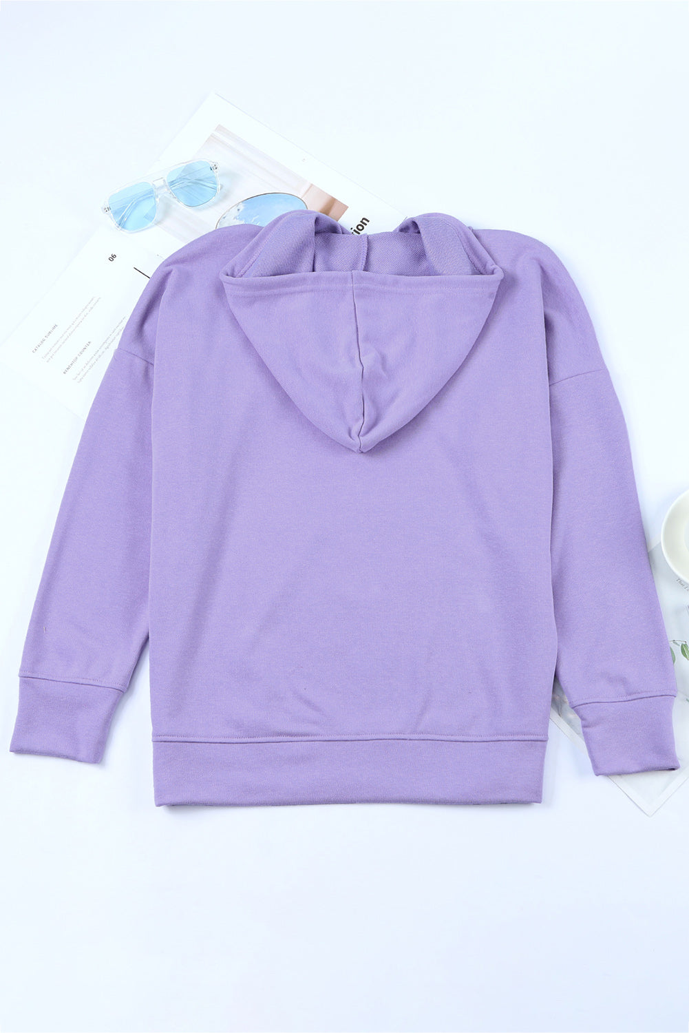 Drop Shoulder Hoodie with Slit  Shirts & Tops- Doll Fits