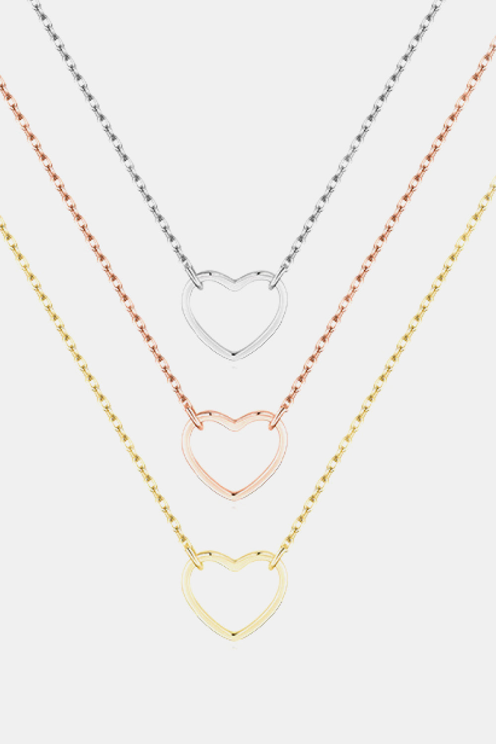 925 Sterling Silver Heart Shape Pendant Necklace  Necklaces- Doll Fits