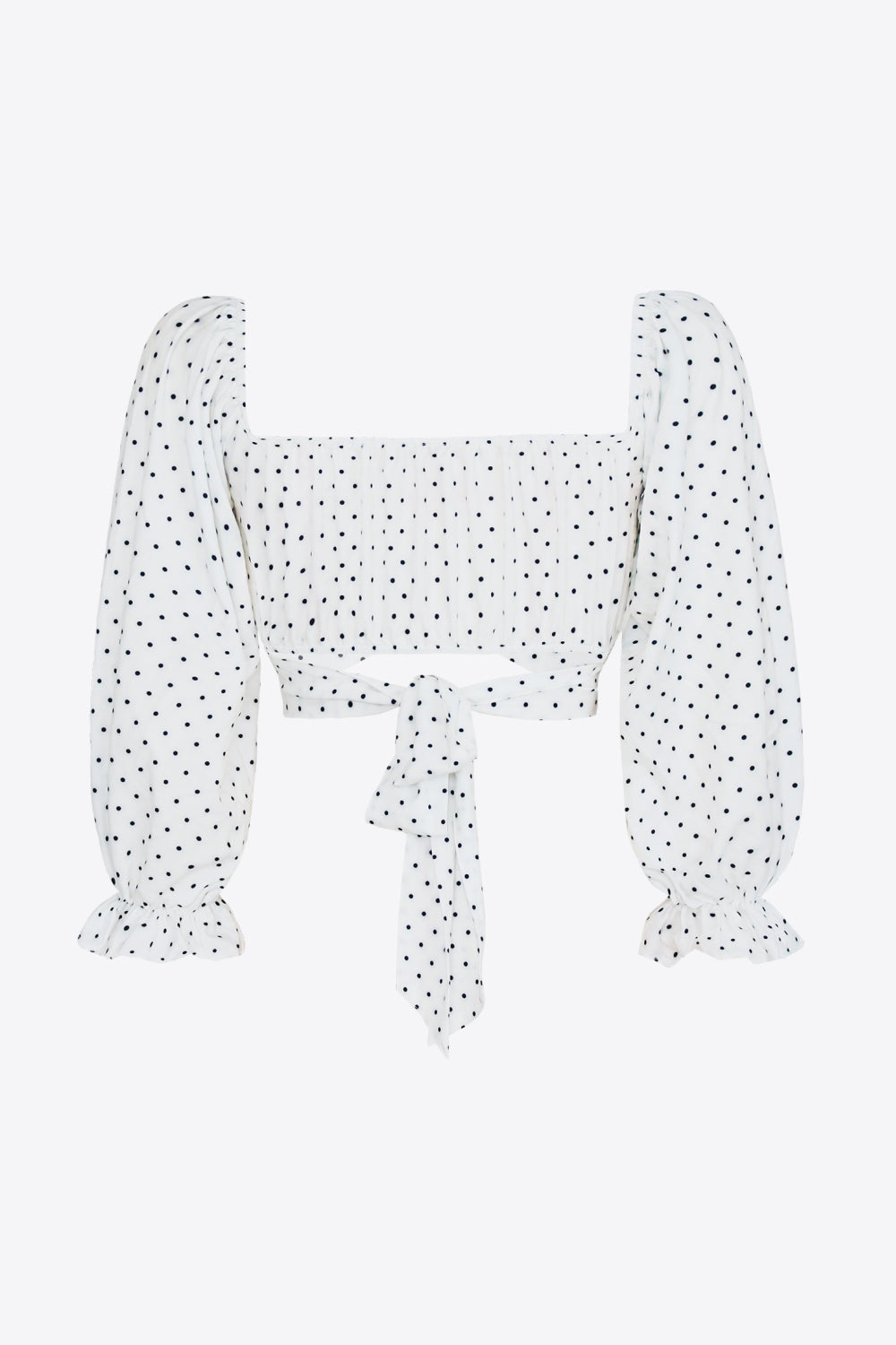 Printed Long Flounce Sleeve Cropped Blouse  Shirts & Tops- Doll Fits