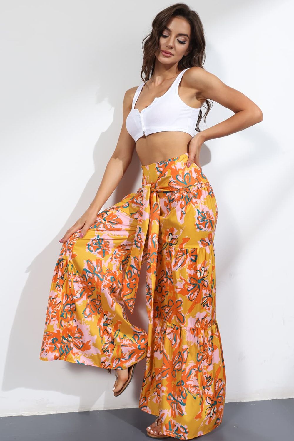 Printed High-Rise Tied Culottes  - Doll Fits