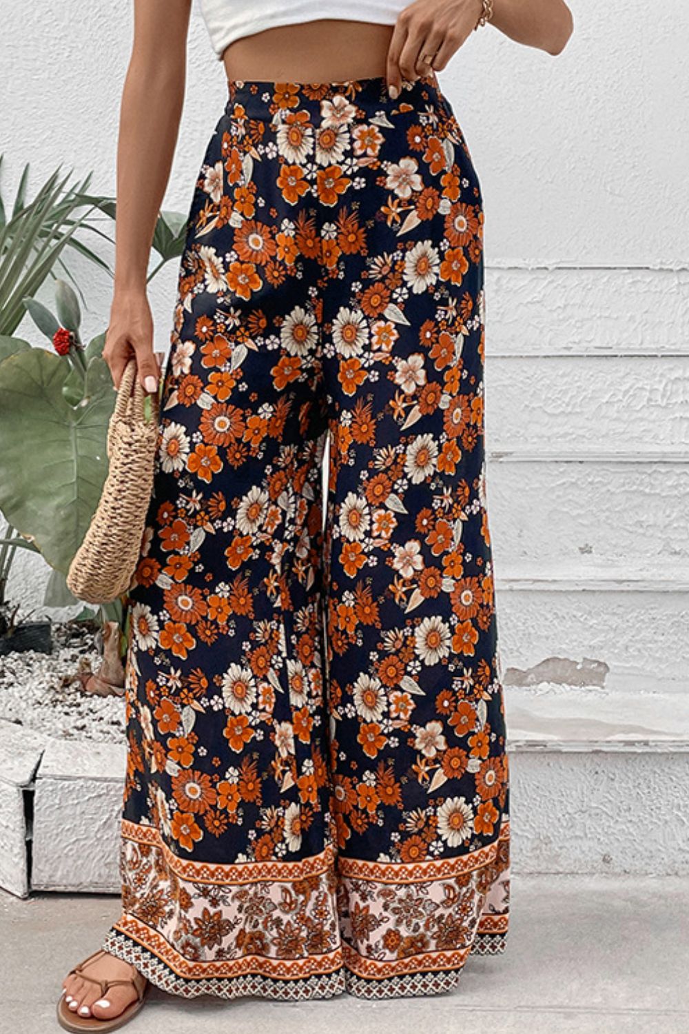Floral Wide Leg Pants with Pockets  Pants- Doll Fits