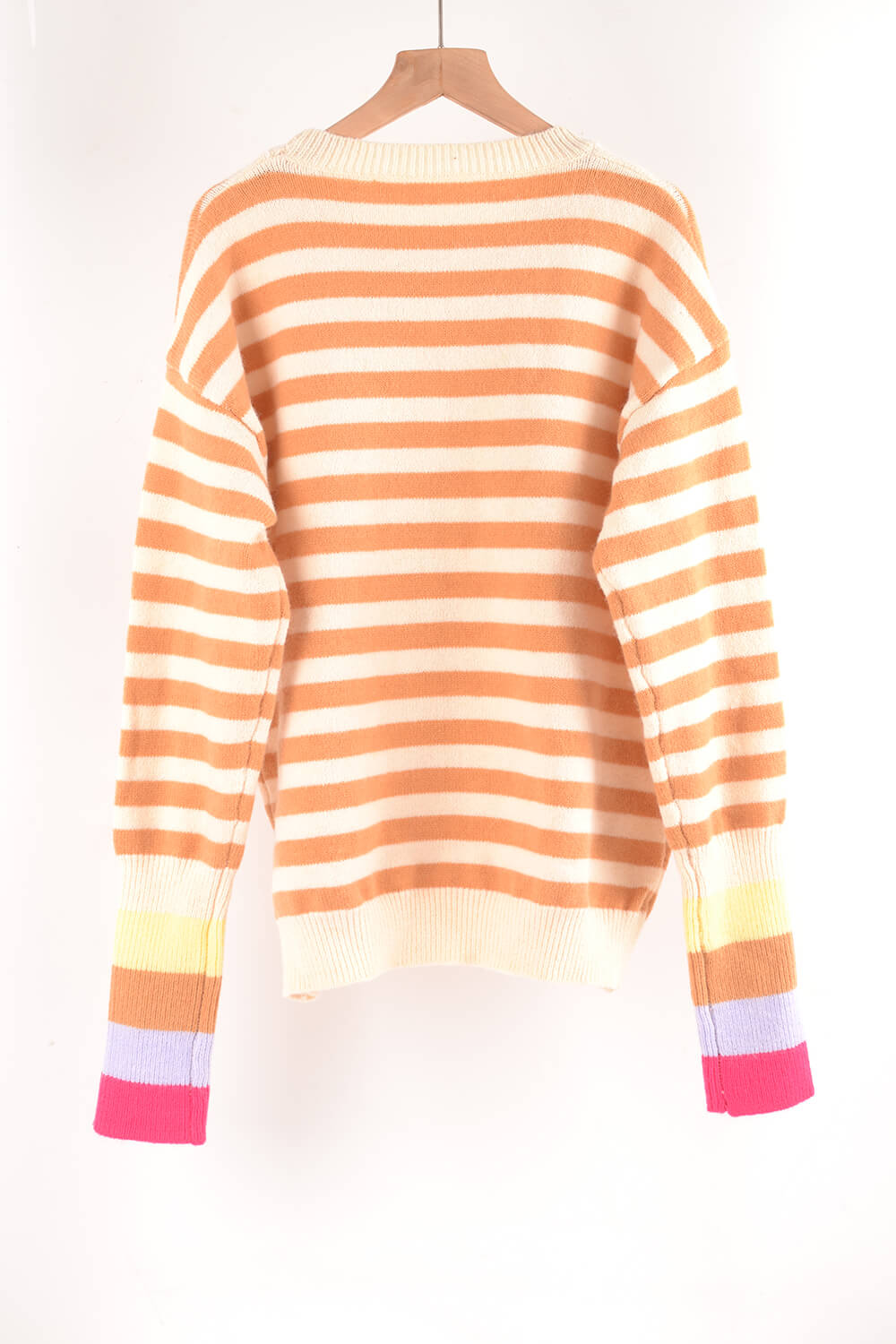 Warm Spice Striped Round Neck Sweater  Shirts & Tops- Doll Fits