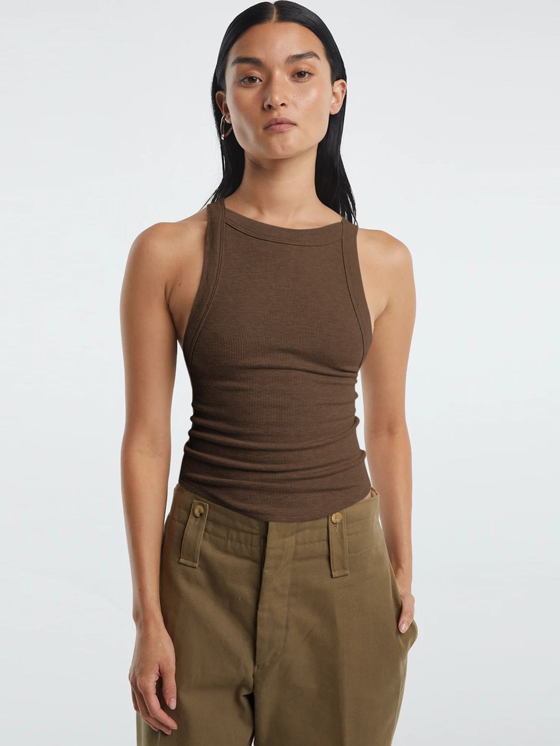 Halter Neck Ribbed Cropped Top  Shirts & Tops- Doll Fits