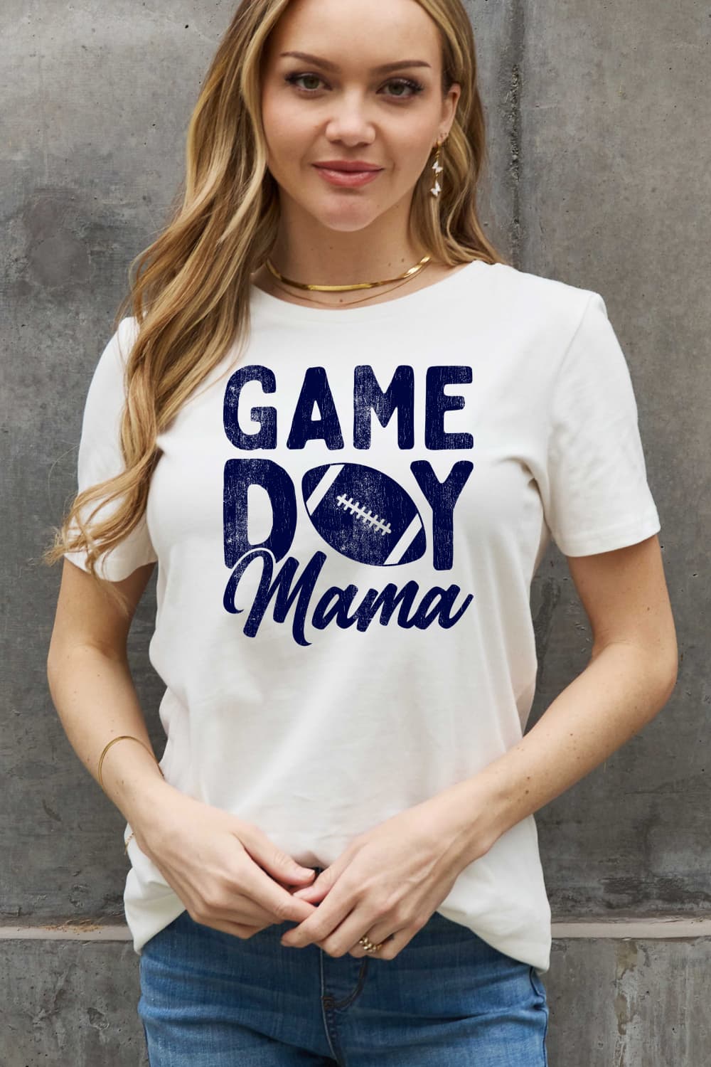 Simply Love Full Size GAMEDAY MAMA Graphic Cotton Tee  - Doll Fits