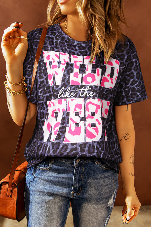 Slogan Graphic Leopard Tee  Shirts & Tops- Doll Fits