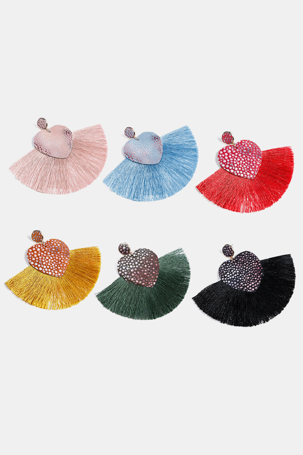 Heart Shape Fringed Dangle Earrings  Earrings- Doll Fits