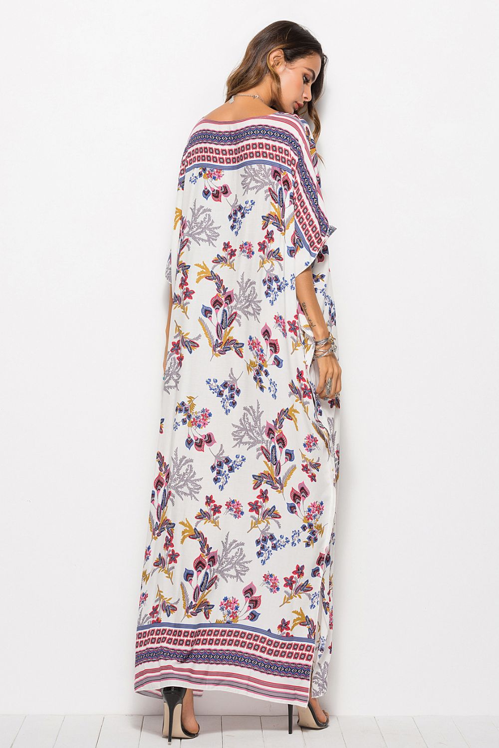 Floral V-Neck Dolman Sleeve Dress  Dresses- Doll Fits