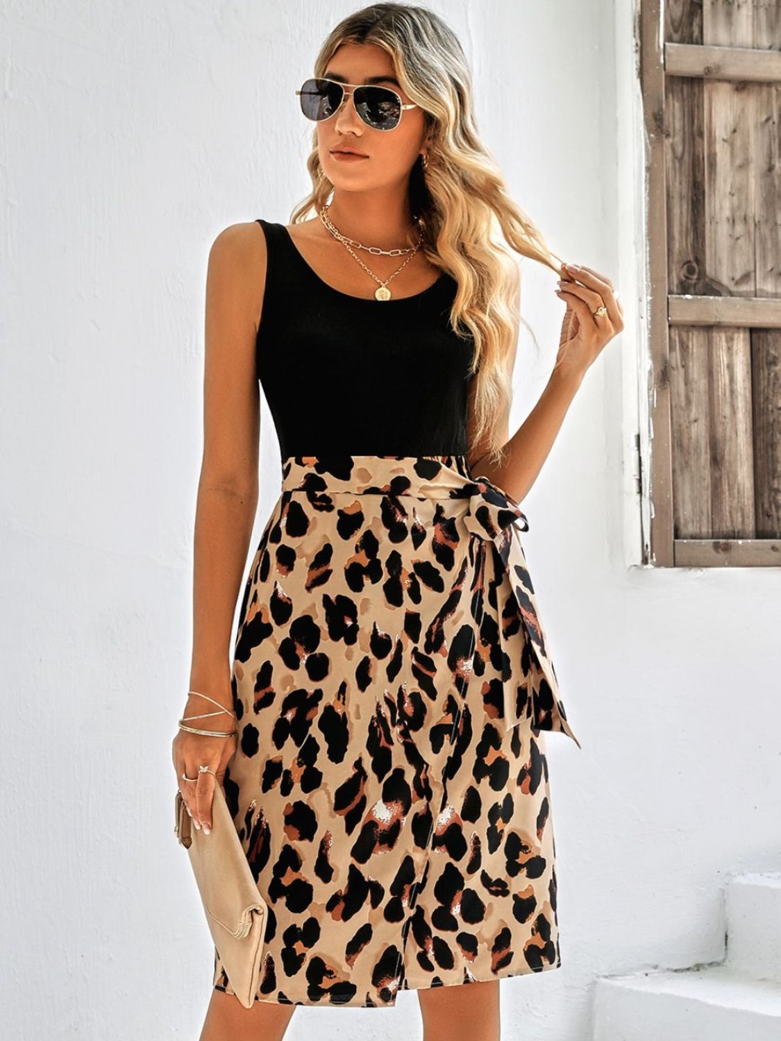 Printed Scoop Neck Sleeveless Dress  Dresses- Doll Fits