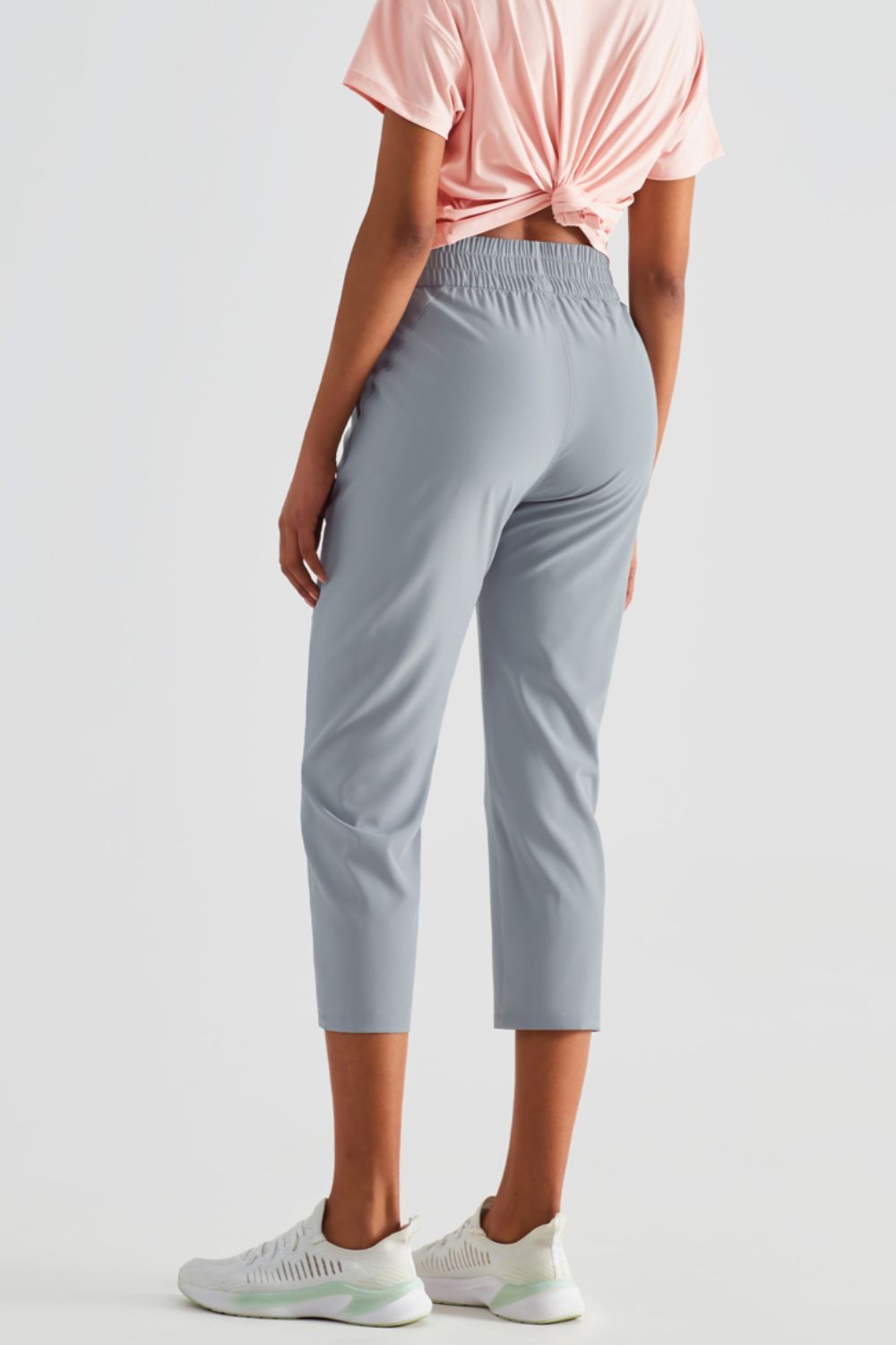 Elastic Waist Cropped Sports Pants  Pants- Doll Fits